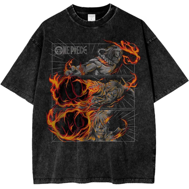 ONE PIECE Monkey D Luffy Gear Shirt Anime Retro T-Shirt Luffy Sauron Designer Illustration Pattern Street Sport Harajuku Summer