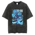 Jujutsu Kaisen T Shirt Set Men Vintage Washed Cotton Short Sleeve Tops 2025 Summer Anime Graphic Tees Double Character Back