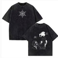 Hot Anime Vintage Washed T-Shirt Akaza Cartoon Y2k Cotton T-shirt Harajuku Male Female Clothing
