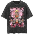 Men Casual Oversized Washed Harajuku T-shirt Washed Japanese Anime One Piece Graphic Loose Streetwear Black Tops Tees