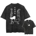 Jujutsu Kaisen T Shirt Set Men Vintage Washed Cotton Short Sleeve Tops 2025 Summer Anime Graphic Tees Double Character Back