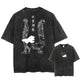 Jujutsu Kaisen T Shirt Set Men Vintage Washed Cotton Short Sleeve Tops 2025 Summer Anime Graphic Tees Double Character Back