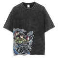 YG Anime Demon Slayer Kamado Tanjirou Graphic Print T Shirt Men Manga Tshirts Washed Cotton T-shirt Harajuku Male Vintage Tee
