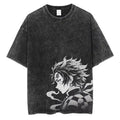 YG Anime Demon Slayer Kamado Tanjirou Graphic Print T Shirt Men Manga Tshirts Washed Cotton T-shirt Harajuku Male Vintage Tee