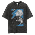 Jujutsu Kaisen T Shirt Set Men Vintage Washed Cotton Short Sleeve Tops 2025 Summer Anime Graphic Tees Double Character Back