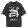 Men Casual Oversized Washed Harajuku T-shirt Washed Japanese Anime One Piece Graphic Loose Streetwear Black Tops Tees