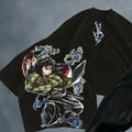 Demon Slayer Tomioka Giyuu Graphic T-shirt Mens Womens Oversized Y2k Short Sleeve Crew Neck Couple Cotton Female Male Clothing