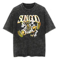 Men Casual Oversized Washed Harajuku T-shirt Washed Japanese Anime One Piece Graphic Loose Streetwear Black Tops Tees