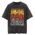 Men Casual Oversized Washed Harajuku T-shirt Washed Japanese Anime One Piece Graphic Loose Streetwear Black Tops Tees